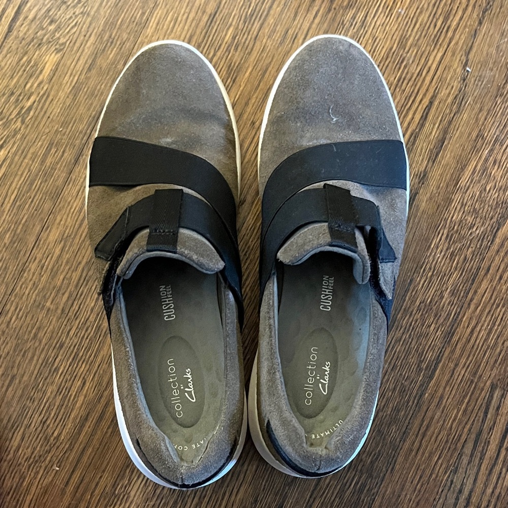 Clarks Brown and Black Slip-ons